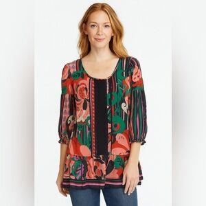 Anthropologie Odille Floral Silk Tunic‎ Top
